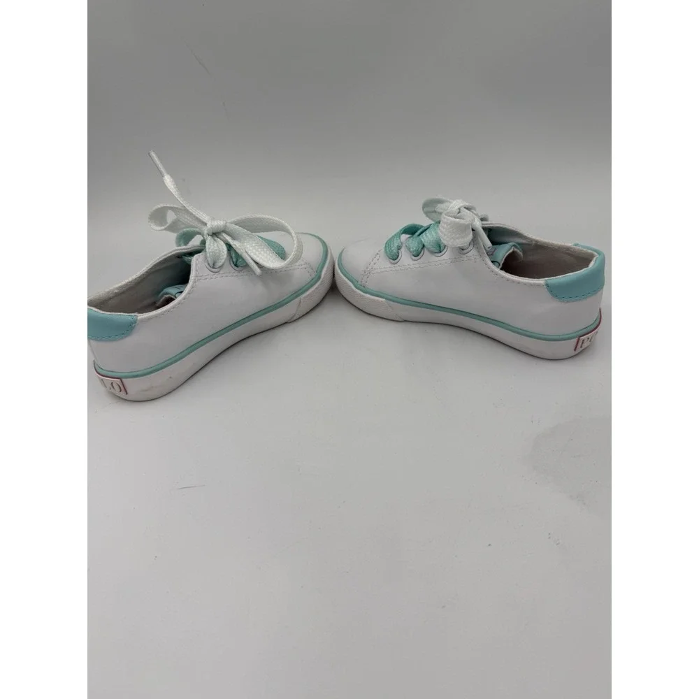 Polo Ralph Lauren Shoes Sneakers White Teal Pink Pony Logo Baby Toddler Size 7